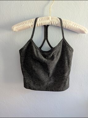 Beyond Yoga Spacedye Charcoal Gray Strappy Cropped Tank Top